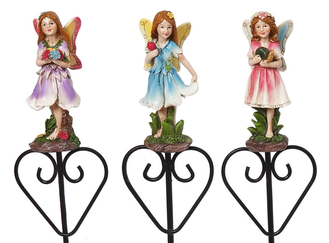 Set of 3 Premium Garden Plant Stakes for Plants & Flowers - Friendly Fairy Decor - Perfect for Outdoor Gardens, Indoor Potted Plants & Floral Arrangements