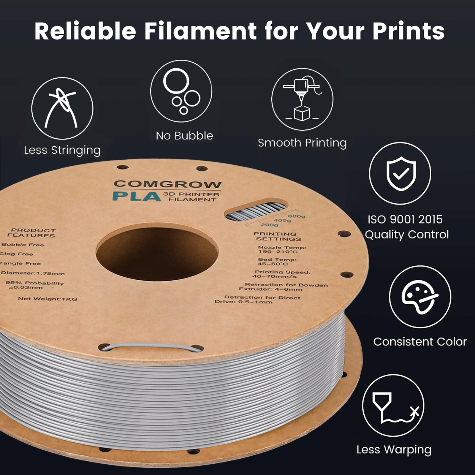 Comgrow Official Creality Ender 3 3D Printer with PLA Filament Bundle - High Precision DIY 3D Printing Kit for Home, School & Office Projects (Grey)