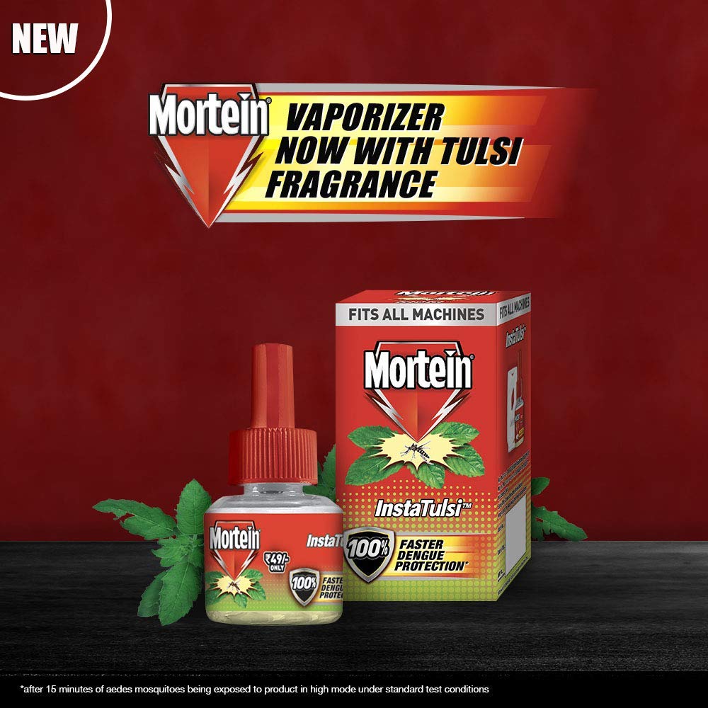 Mortein Insta Refill - Tulsi Scented Mosquito Repellent Refill 35ml + 25% Extra | Effective Insect Protection for Home, Outdoor & Travel Use