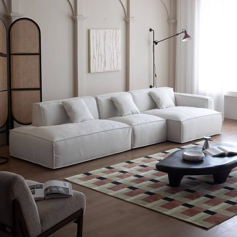 L-Shaped Sectional Sofa with Chaise Lounge - Light Gray 3-Piece Set, Right-Hand Facing, Removable Slipcover - Perfect for Living Room, Family Room & Small Spaces