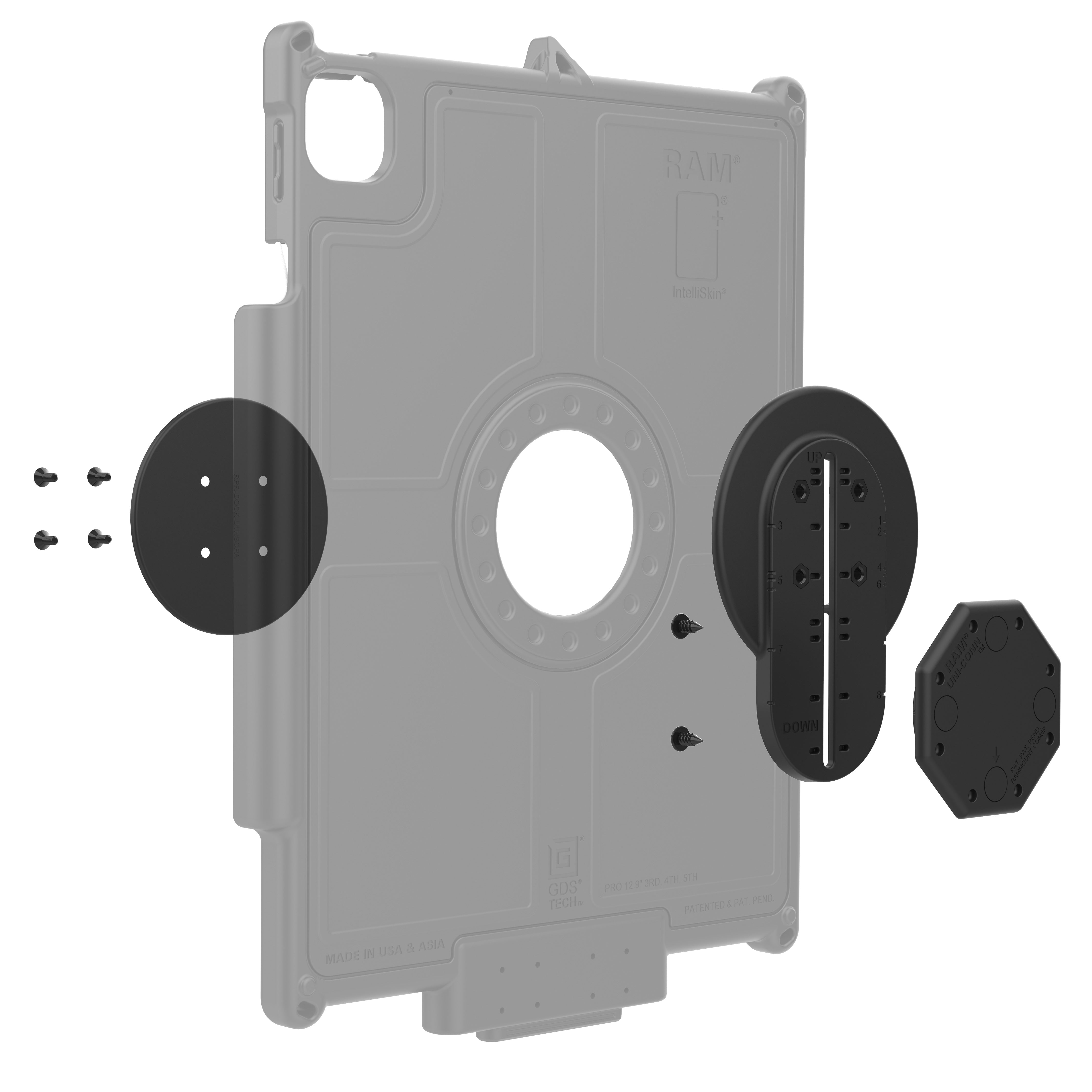 GDS Uni Conn Adjustable Adapter for IntelliSkin - Universal RAM Mount Compatible Accessory for Smartphones & Tablets - Perfect for Car, Office & Travel Use