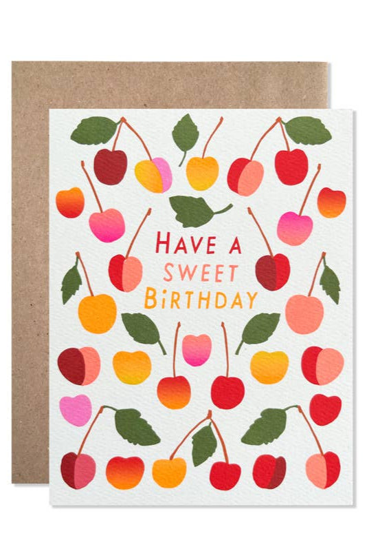 Sweet Cherries Birthday Card - Handmade Greeting Card for Women, Men, Friends - Perfect for Birthday Wishes, Anniversary, Thank You & Special Occasions