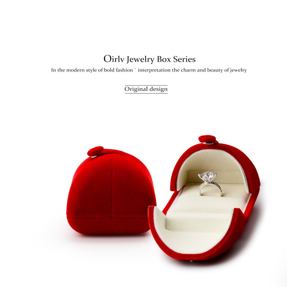 Oirlv Red Velvet Ring Box - Premium Jewelry Gift for Proposal & Wedding