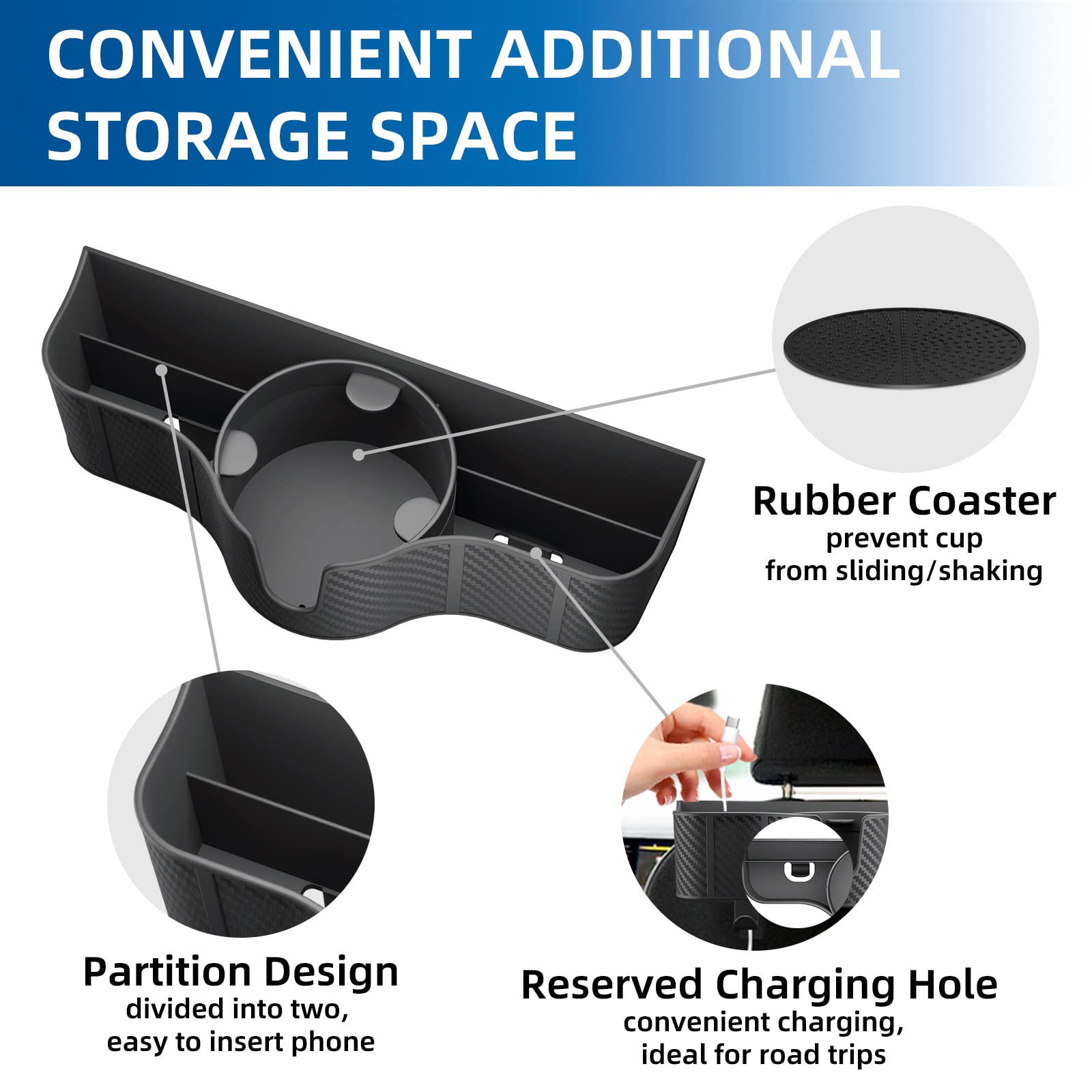 3-in-1 Car Headrest Backseat Organizer with 3.7
