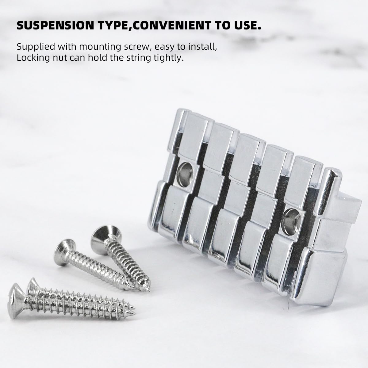 6 String Headless Guitar Locking Nut - Silver Replacement Part for Guitar Bridge & Tuning Stability | Perfect for Metal, Rock & Studio Recording