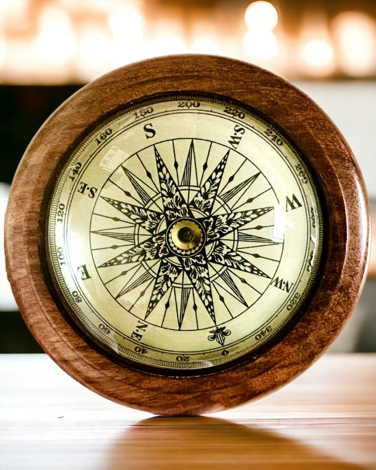 Handcrafted Wooden Sailing Compass with Custom Engraving - Premium Nautical Decor for Home, Office & Boat - Perfect Gift for Sailors & Travel Enthusiasts
