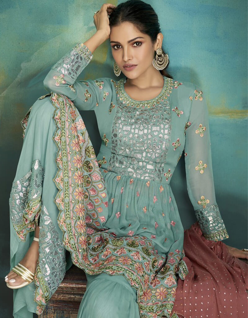 Stylish Black Sharara Suits - Faux Georgette Fabric for Women | Perfect for Weddings, Parties & Festive Occasions