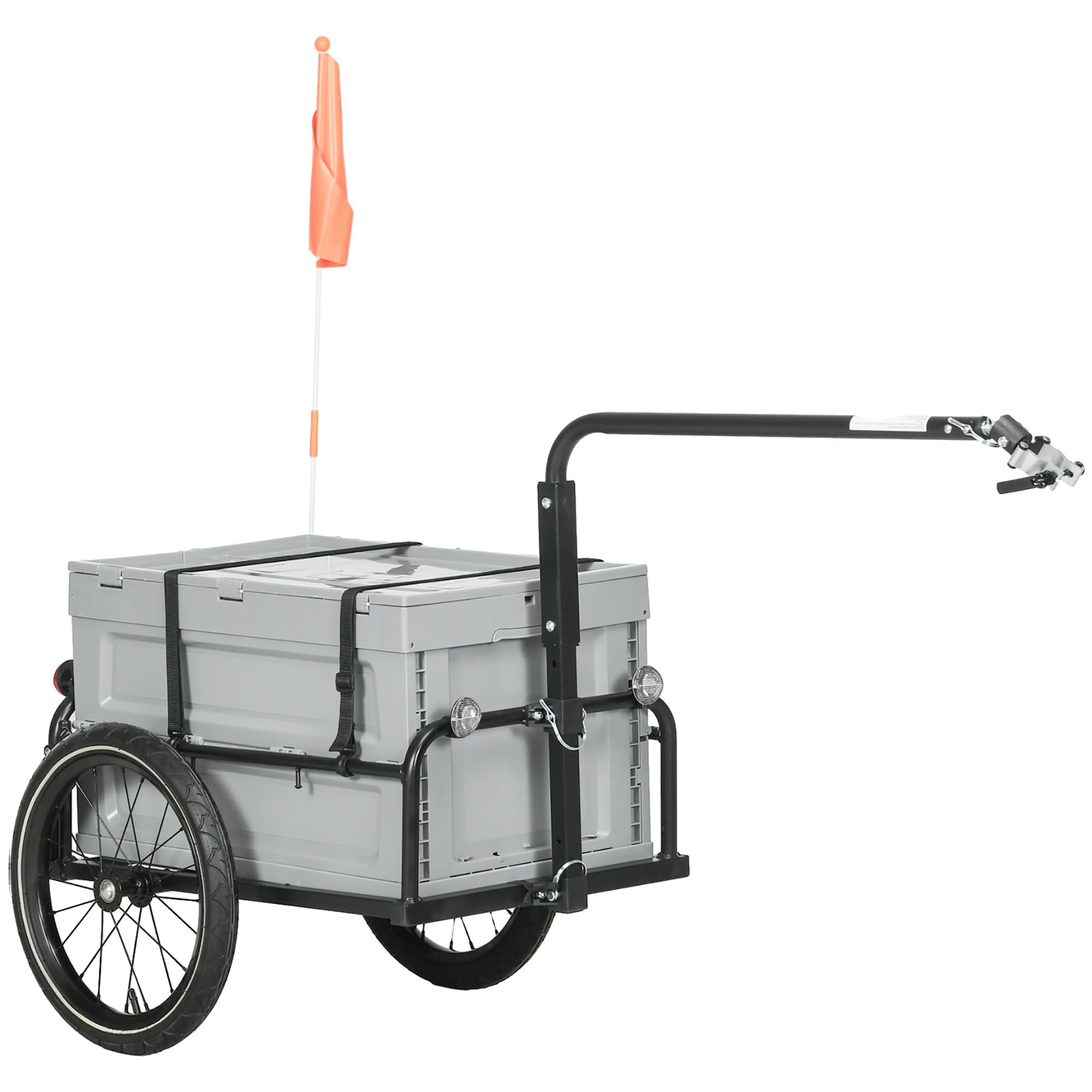 Aosom Heavy-Duty Bike Cargo Trailer with Removable Storage Box - 16
