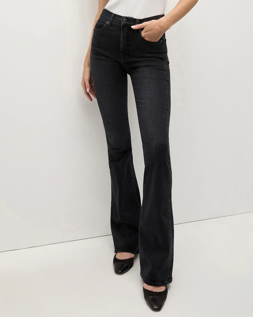Beverly Skinny Flare Jeans for Women - High Waisted Stretch Denim Pants in Washed Onyx | Perfect for Casual Wear, Office Outfits & Night Out