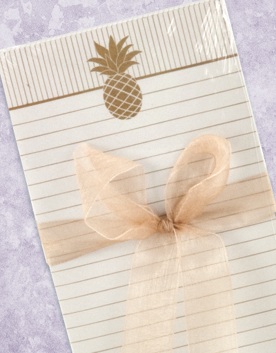 Golden Pineapple Shopping List Notepads - 50 Sheets Per Pad, Tear-Off Design for Grocery & Errand Lists - Perfect for Kitchen, Office & Home Organization (Pack of 3)