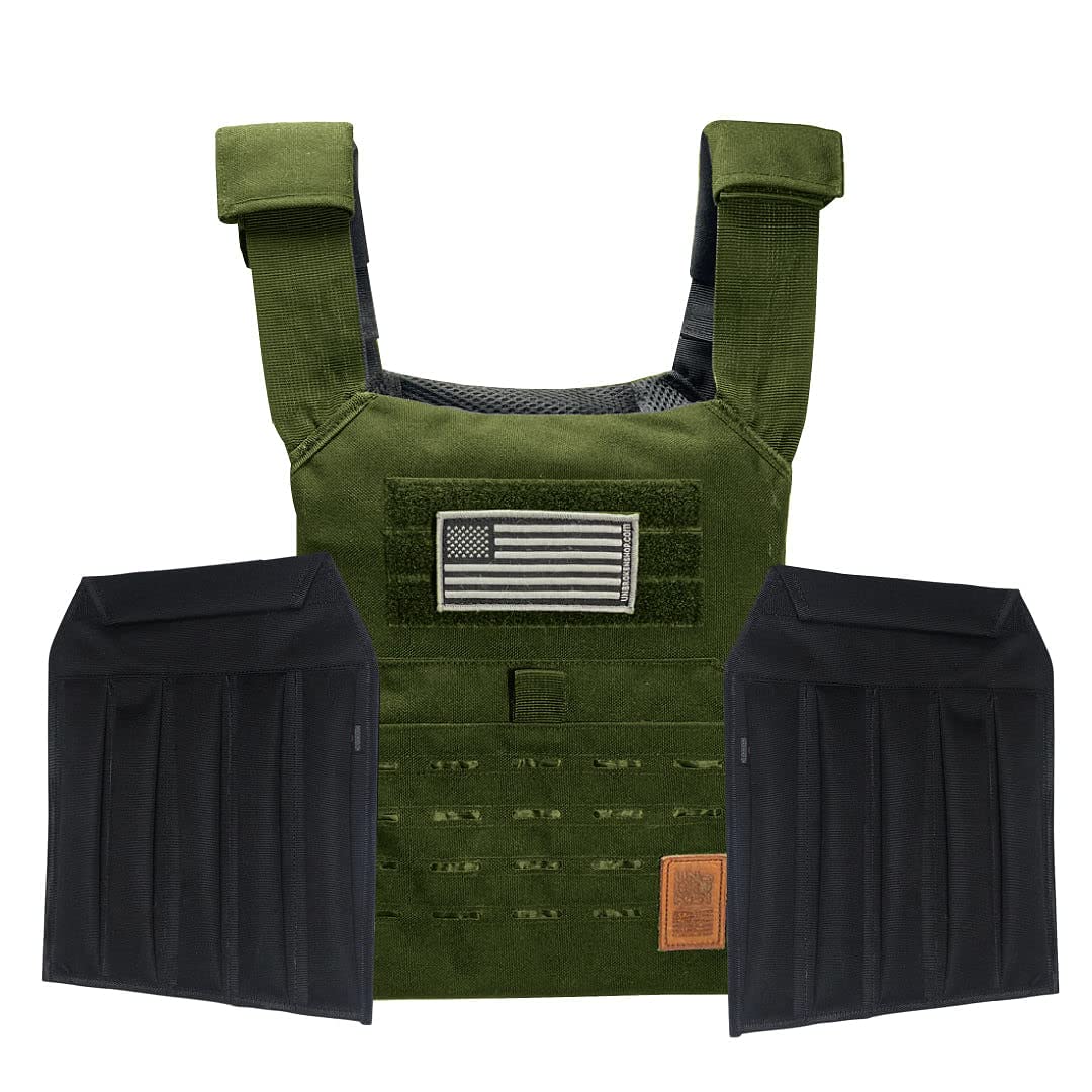 Adjustable Weighted Vest for Running & Workouts - 15lb Sand Plates Included | Heavy-Duty Fitness Vest for Cross Training, HIIT & Strength Training | Perfect for Outdoor Running, Gym Workouts & Functional Training (Green)