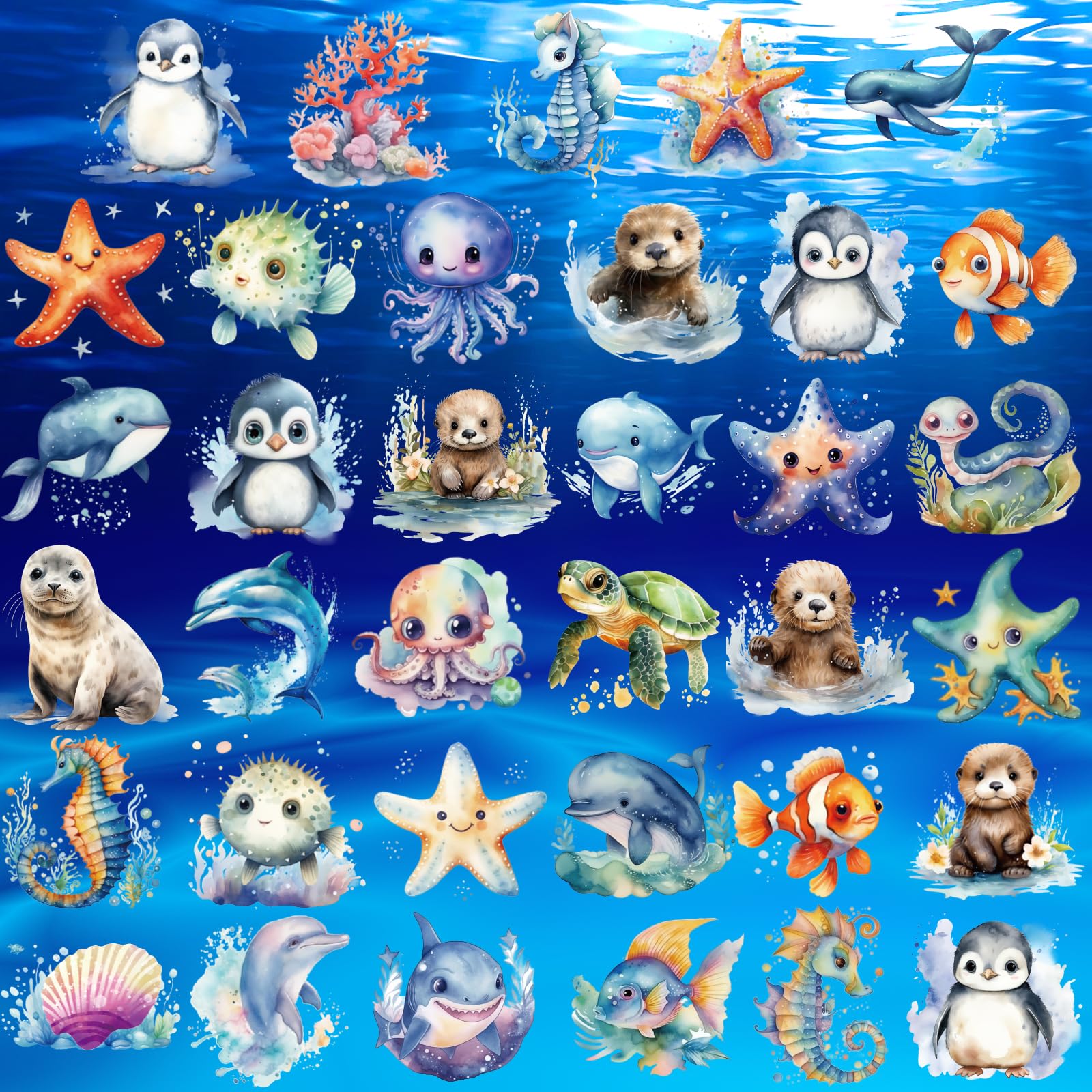 140Pcs Ocean Animal Temporary Tattoos for Kids - Underwater Sea Creature Stickers for Ocean Theme Birthday Party, Baby Shower Favors & Goodie Bag Fillers - Perfect for Summer Beach Parties, Pool Events & Mermaid Themed Decorations