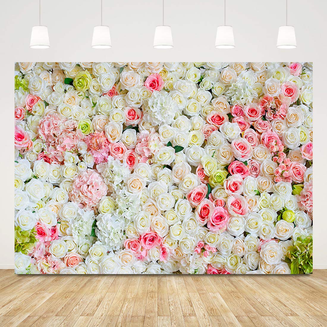 10x8ft Floral Wedding Backdrop with Rose Flowers - Elegant Photo Booth Background for Bridal Showers, Baby Showers & Photography - Perfect for Wedding Decorations & Party Supplies