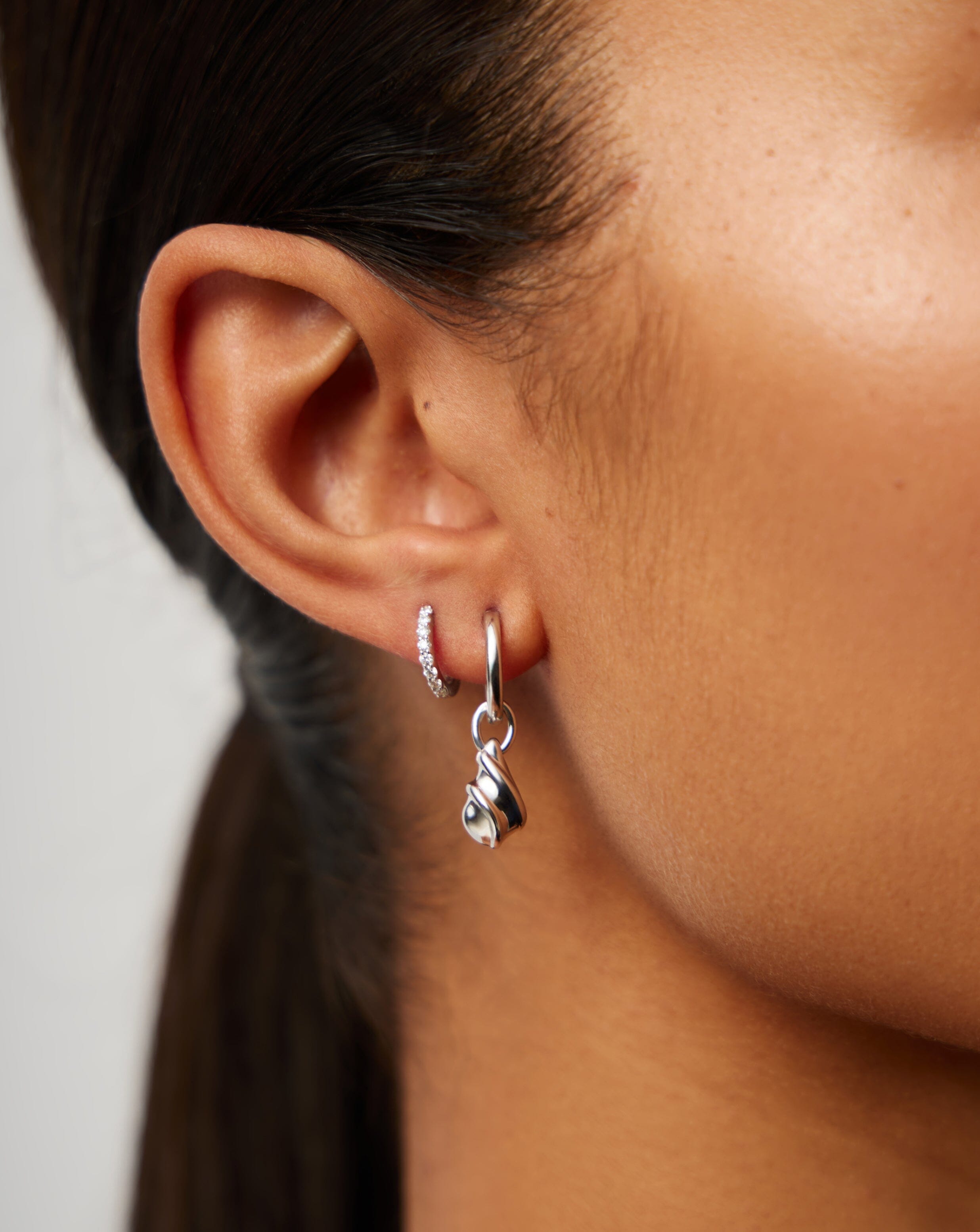 Savi Ridge Droplet Charm Earrings - Sterling Silver Dangle Earrings for Women | Elegant Everyday Jewelry & Special Occasion Gift