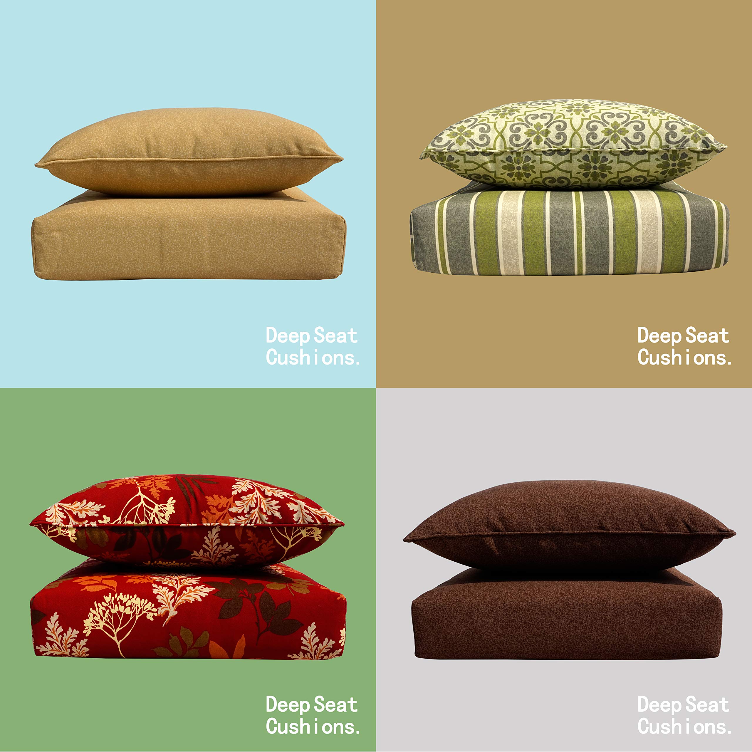 BOSSIMA Rust Red Deep Seat Chair Cushion Set - Indoor/Outdoor Waterproof Cushions for Patio, Deck & Garden Furniture - Spring/Summer Seasonal Replacement Cushions for Lounge Chairs & Sofas