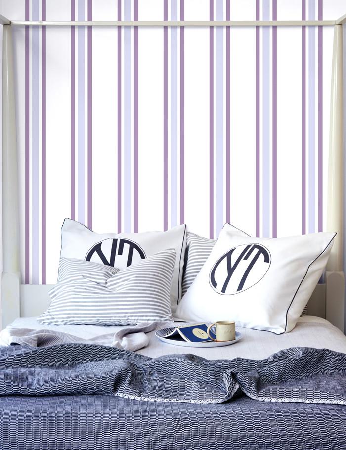 Between The Lines Wallpaper by Wallshoppe - Elegant Plum & Lavender Floral Design for Bedroom, Living Room & Nursery Decor