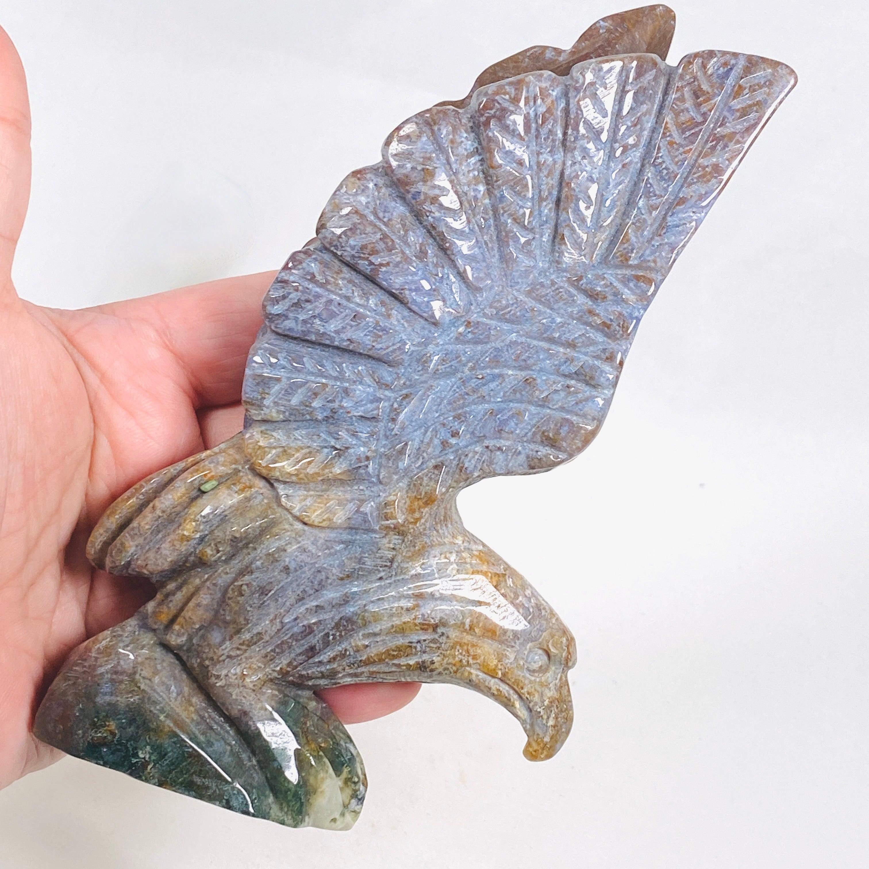 Vibrant Moss Agate Eagle Pendant - Handcrafted Jewelry for Spiritual Protection & Nature Lovers | Perfect for Meditation, Gift Giving & Boho Fashion