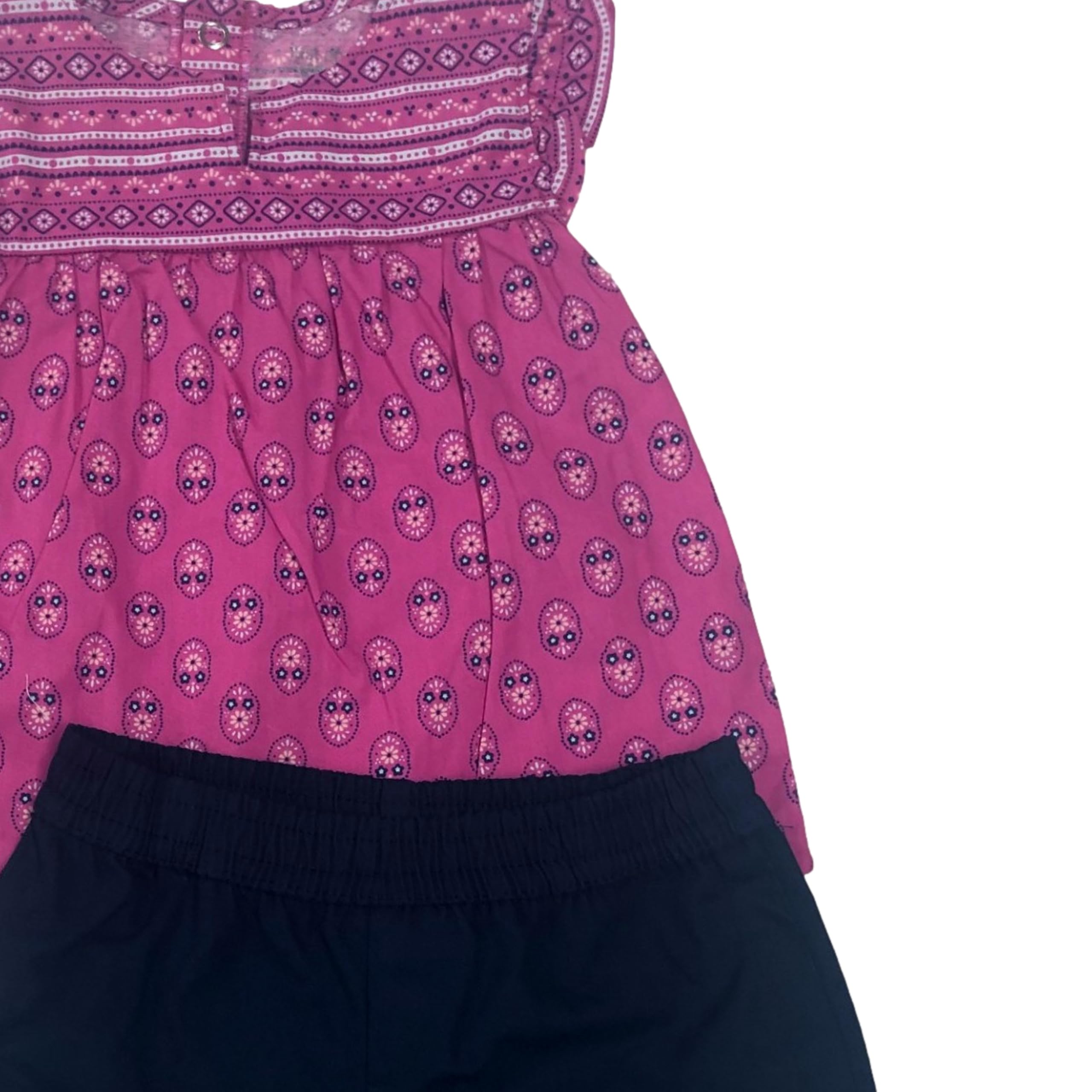 Carters Infant Girls Baby Outfit - Fuchsia Pink Shirt & Navy Blue Shorts Set | Soft Cotton Summer Playwear for Toddlers | Perfect for Playdates, Daycare & Family Outings