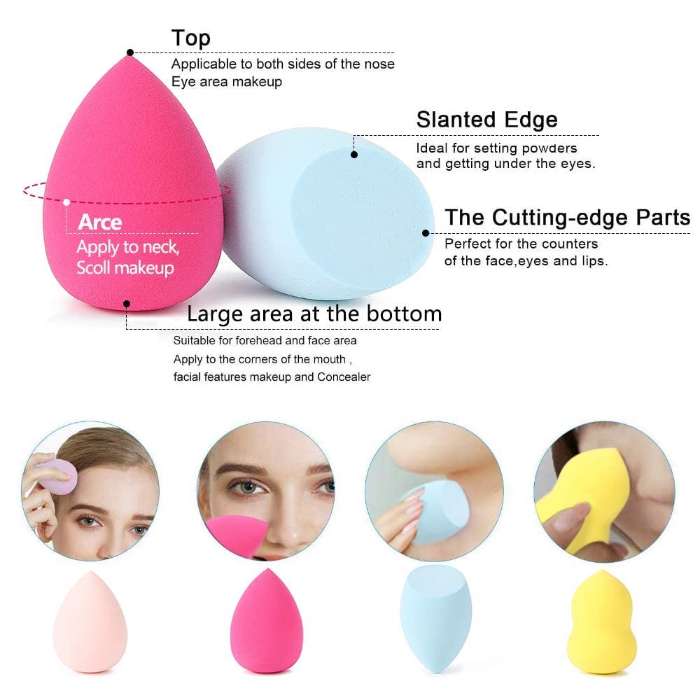 LANELLIE 1 Round Foundation Makeup Brush Set with 2 Makeup Sponge Blenders - Mini Foundation Brush & 2 Puff Sponges for Flawless Liquid & Powder Application - Perfect for Travel, Professional Makeup, and Everyday Beauty Routine