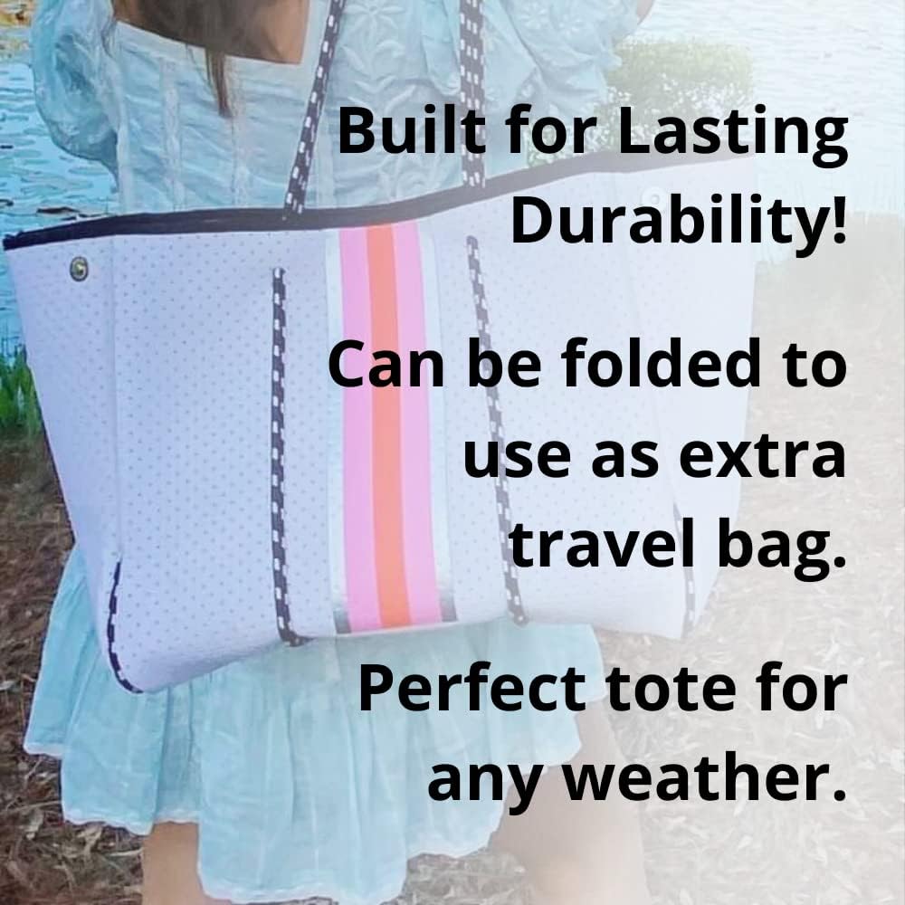 Dallas Hill Designs Large Neoprene Tote Bag for Women - Stylish Shoulder Purse with Extra Pouch | Perfect for Travel, Beach, Gym, Work & Everyday Use