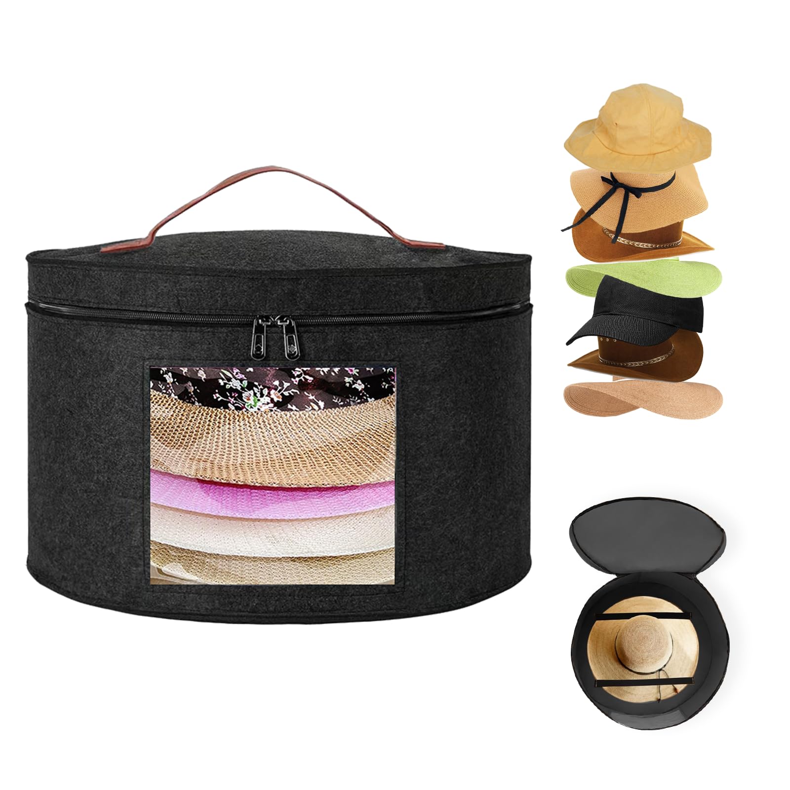Premium Hat Storage Box for Women & Men - Foldable Round Hat Organizer for Travel, Cowboy Hats, Baseball Caps, Panama & Tweed Hats - Large Durable Hat Box with Animal Print - Perfect for Closet Organization & Gift Packaging