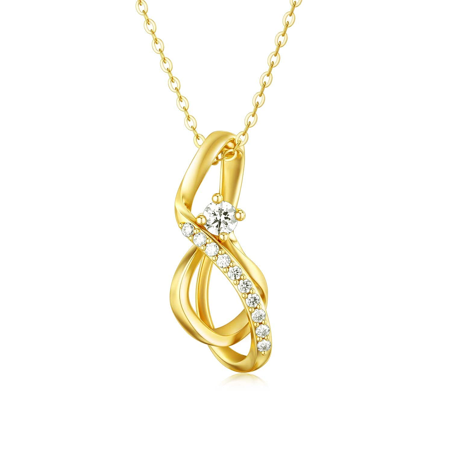 10K & 14K Real Yellow Gold Infinity Necklace for Women - Interlocking Circle Geometric Pendant, Minimalist Jewelry Gift for Wife, Girlfriend, Teen Girls (16+2 inch) - Perfect for Anniversaries, Birthdays & Everyday Elegance