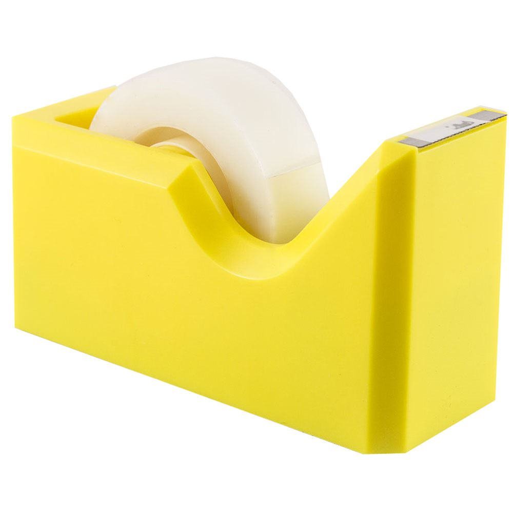 Colorful Yellow Desk Tape Dispenser for Office & School - JAM PAPER Tape Holder for Wrapping Gifts, Organizing Documents & Craft Projects