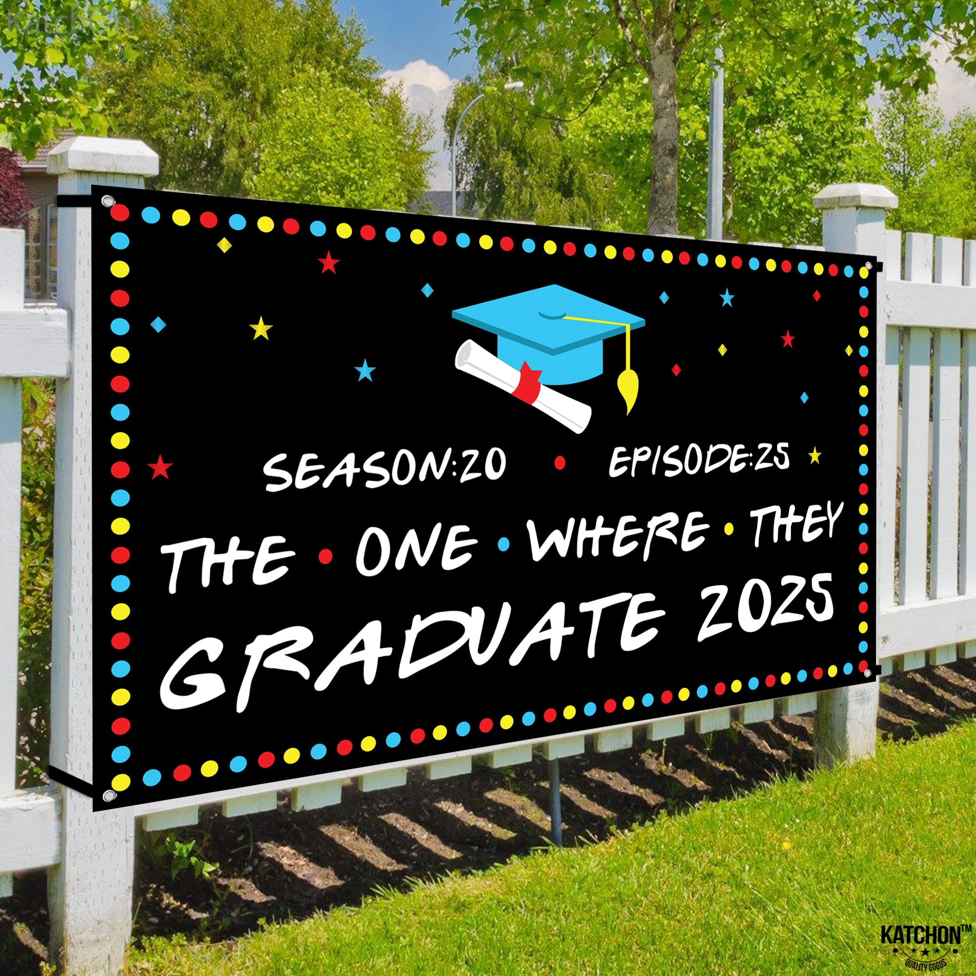 Friends Graduation Backdrop 2025 - Extra Large 72x44 Inch | Class of 2025 Graduation Banner & Decorations | Perfect for Graduation Parties, Photo Booths & School Events