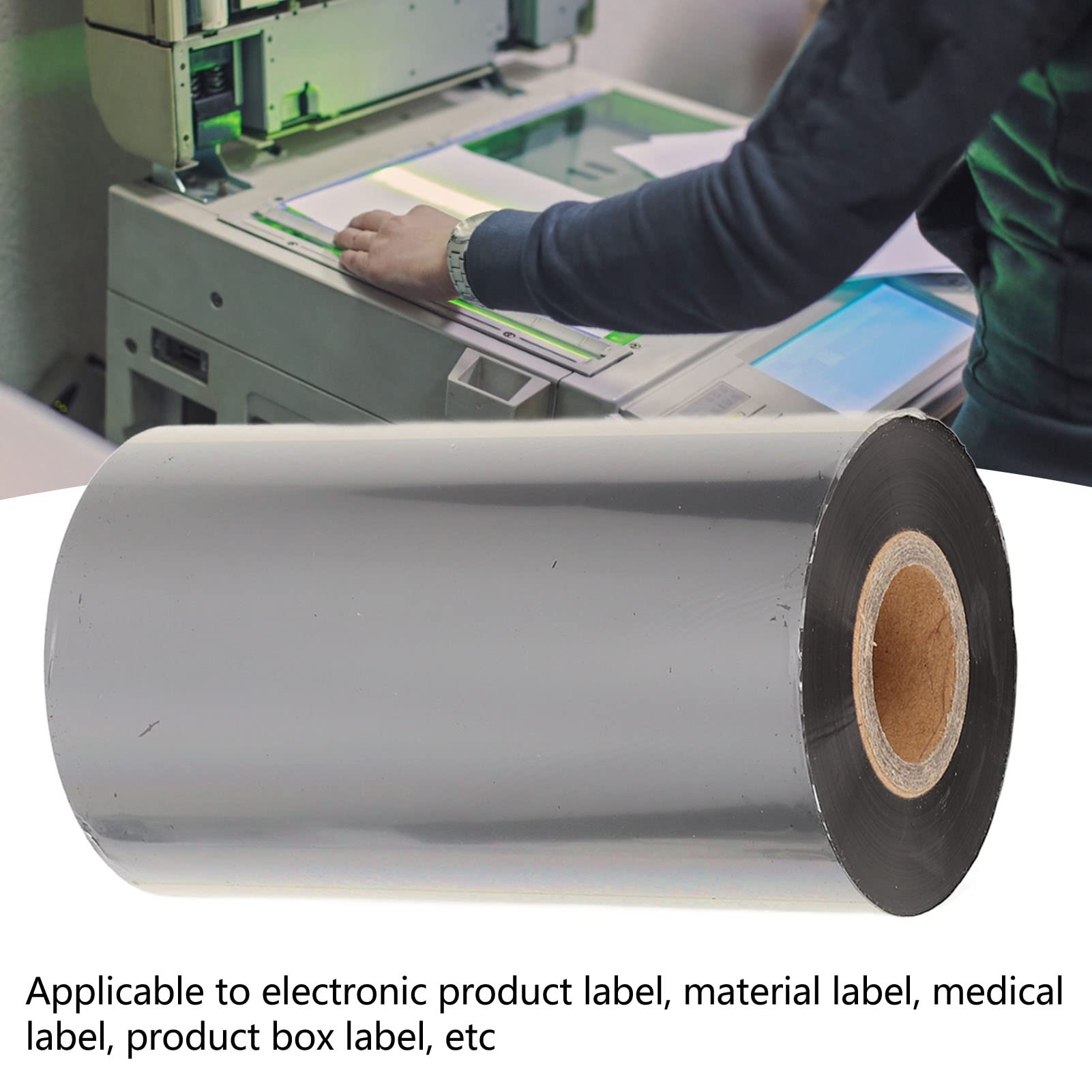 110mm x 300m Black Thermal Transfer Printer Ribbon - High-Quality Wear-Resistant Barcode Ribbon for Coder Printer Machines | Ideal for Industrial Labeling & Packaging Applications