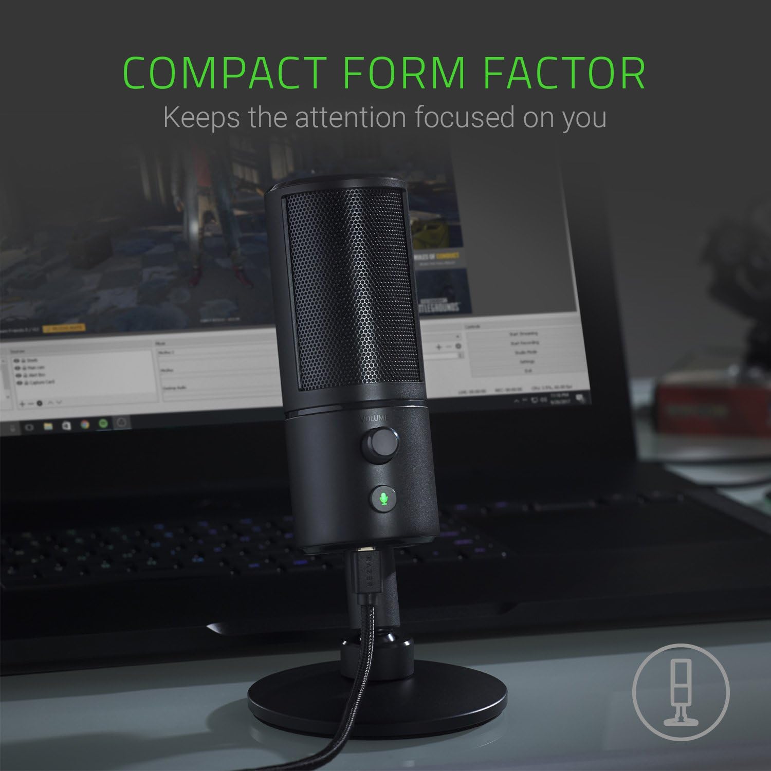 Razer Seiren X USB Condenser Microphone for Streaming, Podcasting & Gaming - Professional Studio-Quality Sound for Twitch, YouTube & Discord (Black)