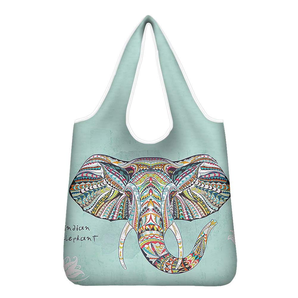 Chaqlin Gym Sports Travel Linen Tote Bag with Inner Pocket - Elephant Print Design for Women, Lightweight Summer Beach Bag - Perfect for Workout, Shopping, Beach Trips & Travel Accessories