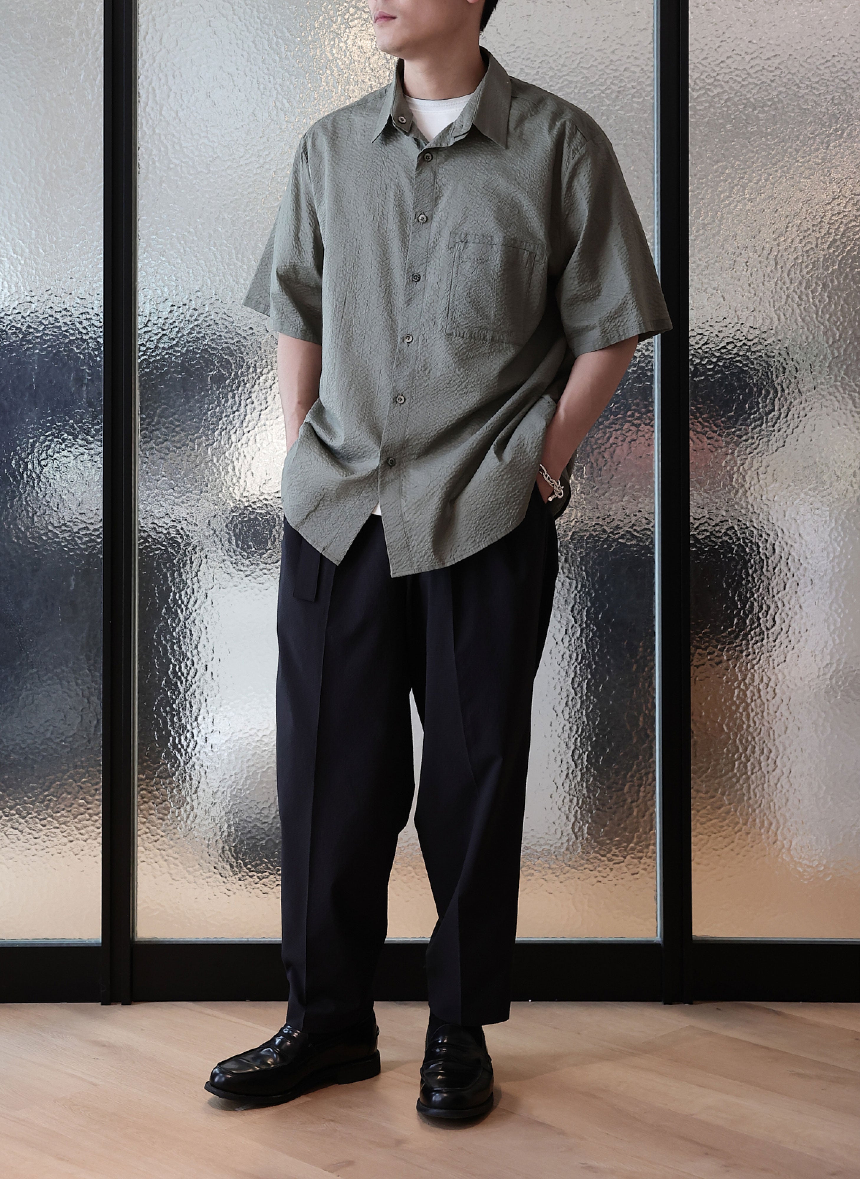 Breathable Cotton Seersucker Short Sleeve Shirt for Men - Casual Summer Wear, Beach Outfits & Outdoor Activities