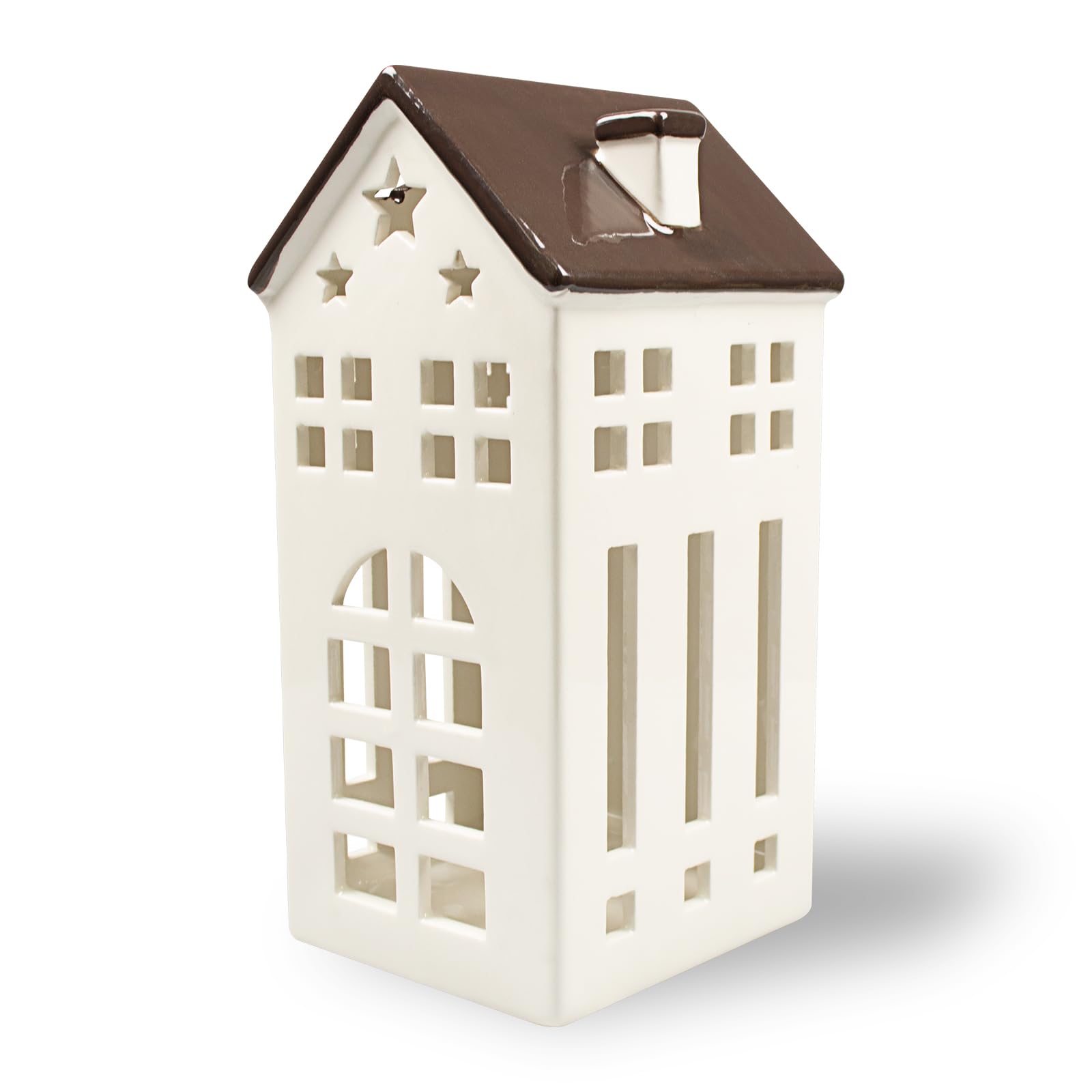 Festive Ceramic Christmas Houses with LED Lights - Indoor Holiday Tabletop Decor for Warm Winter Glow | Perfect for Christmas, Winter Celebrations & Cozy Home Decor