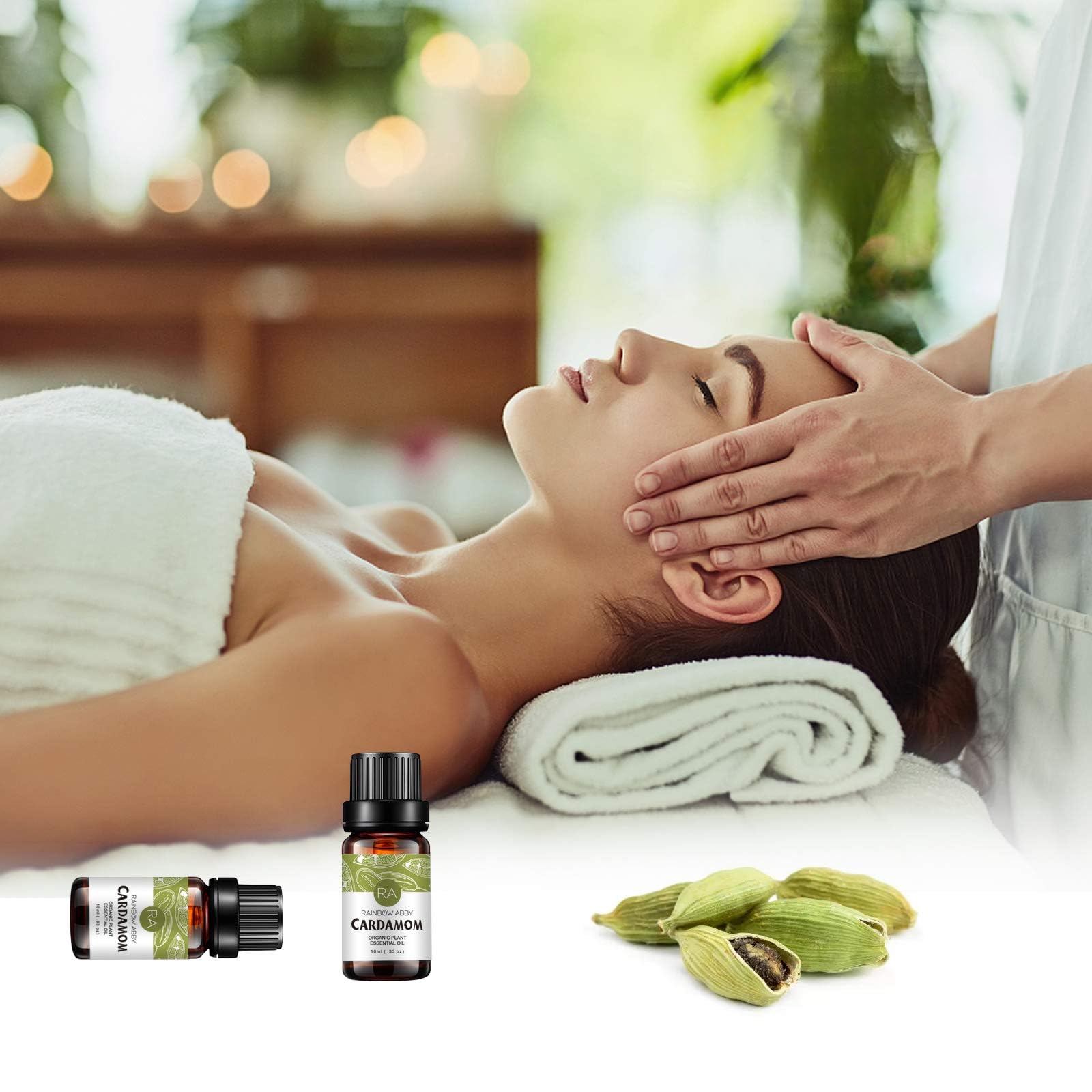 2-Pack 100% Pure Organic Cardamom Essential Oil - Natural Plant-Based Aromatherapy Oil for Diffusers, Massage & Skin Care (2X10ML) - Perfect for Relaxation, Stress Relief & Home Spa