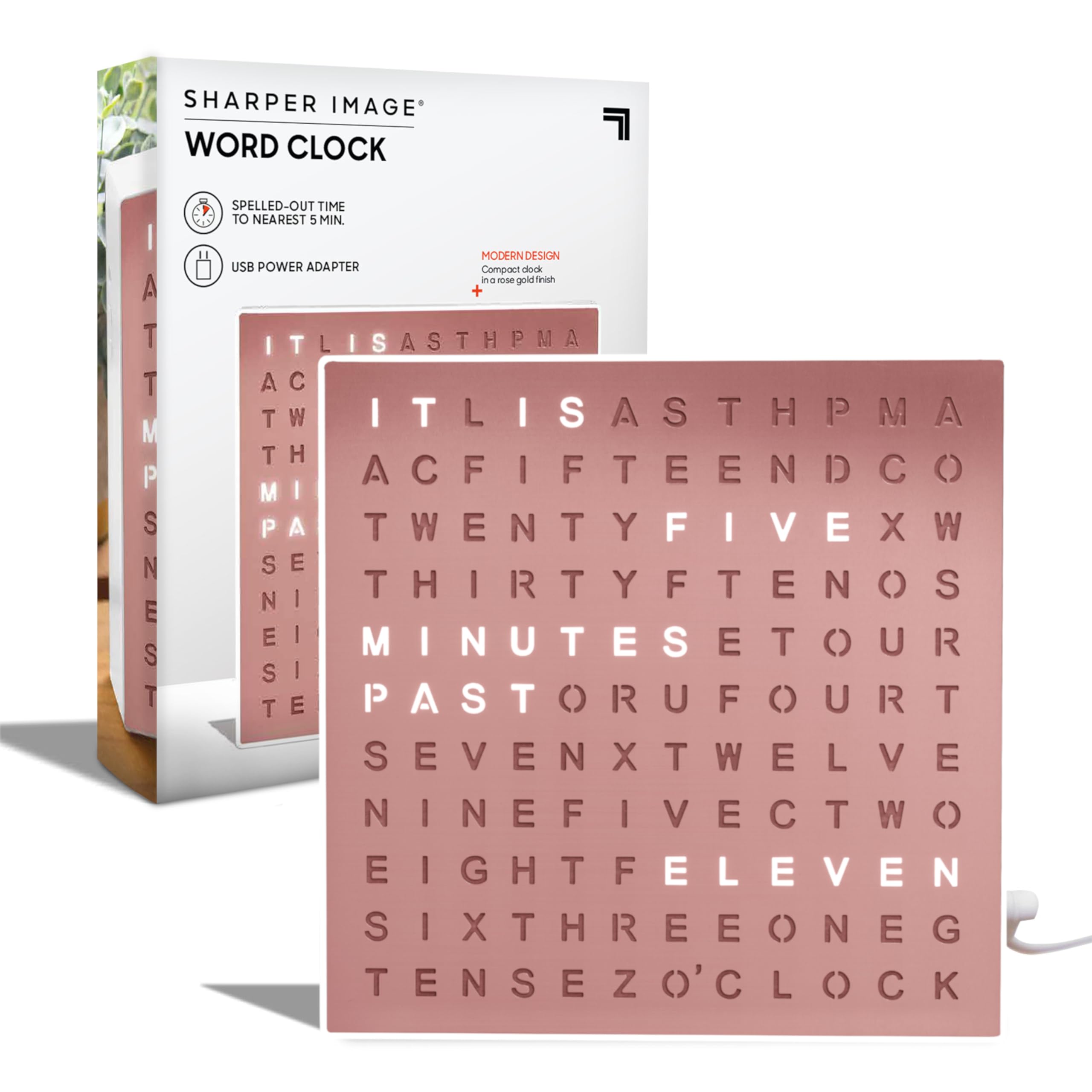 Sharper Image® LED Light-Up Word Clock - Modern 7.75
