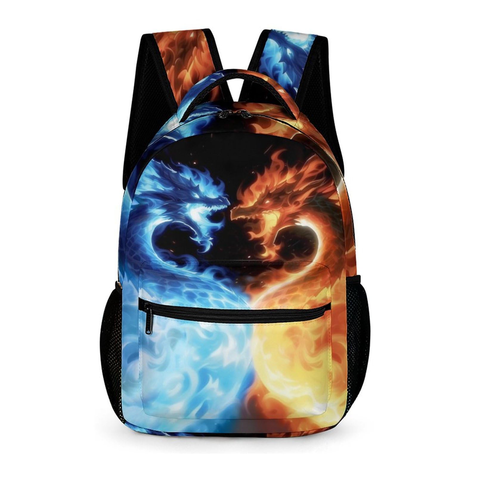 Fire Dragon Backpack for Boys & Girls - Cool School Backpack for Teens & Kids - 16.5 Inch Blue/Orange/Black - Perfect for School & Travel