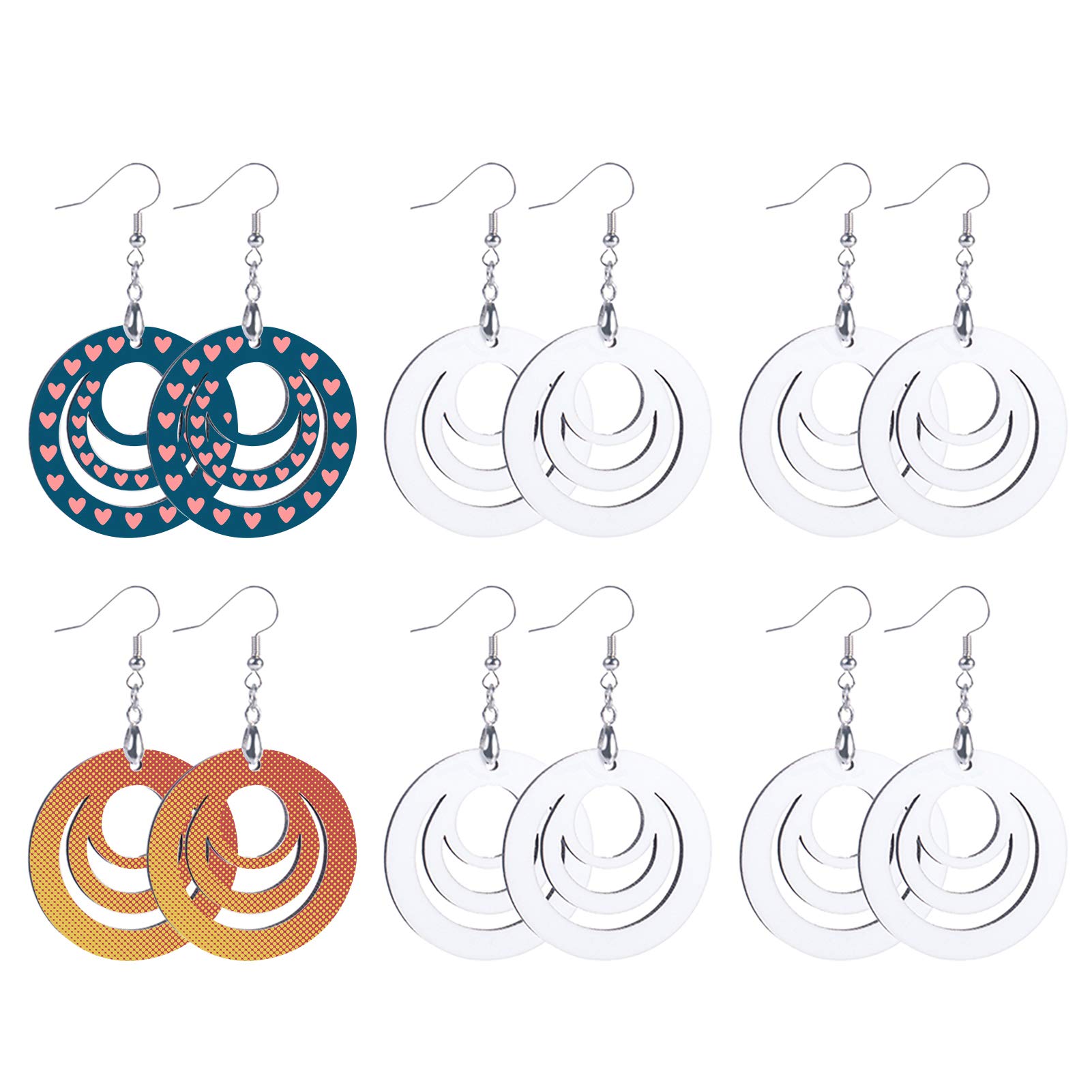 12 Pieces Sublimation Blank Earrings for DIY Jewelry Making - Unfinished Circle Heat Transfer Earring Pendants with Hooks - Perfect for Custom Designs, Gifts, and Craft Projects