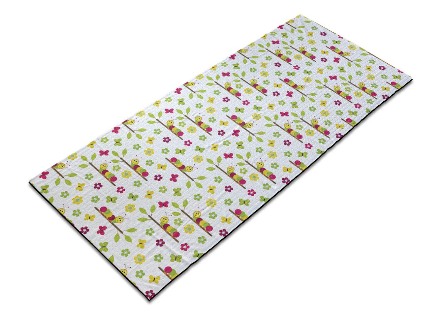 Ambesonne Non-Slip Yoga Mat Towel - Colorful Caterpillar Design, 25