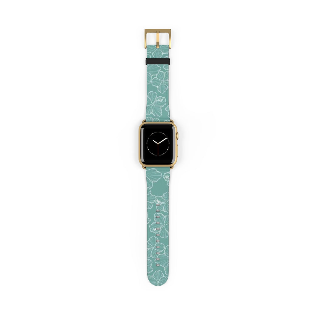Premium Teal Hibiscus Watch Band - Stylish & Durable Replacement Strap for Apple Watch, Fitbit & Samsung - Perfect for Workouts, Casual Wear & Outdoor Activities
