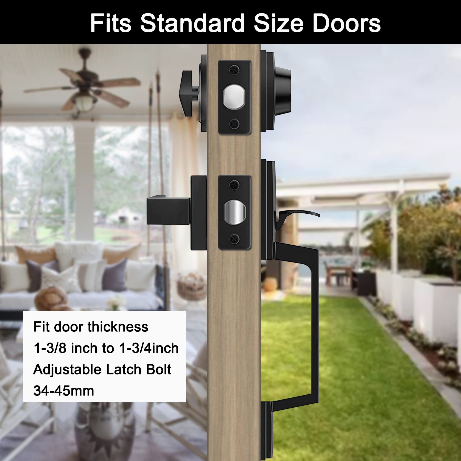 **Heavy Duty Matte Black Double Door Handle Set with Dummy - Keyed & Dummy Handle Set for Front, Back, or Office Doors - Secure & Stylish Entryway Solution**    *(Perfect for Home, Office, or Commercial Use - Enhances Security & Aesthetic Appeal)*