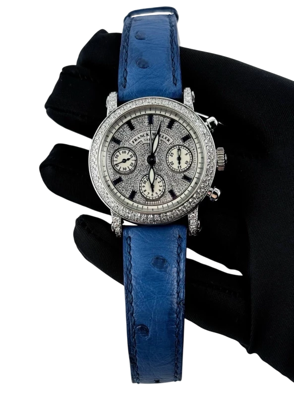 Franck Muller Master of Complication Chronograph 18K White Gold Diamond Sapphire Luxury Unisex Watch - Perfect for Gifting, Special Occasions & High-End Fashion