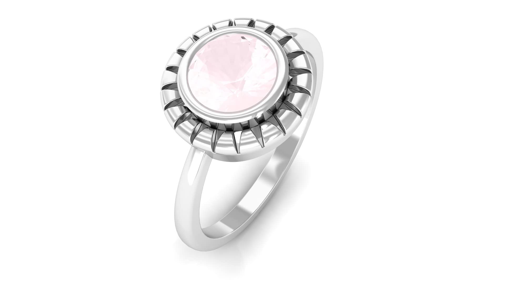3/4 CT Rose Quartz Solitaire Ring for Women - 6MM Round Genuine Rose Quartz Engagement Ring in 14K Solid Gold - January Birthstone Jewelry for Valentine's Day, Anniversary & Romantic Gifts