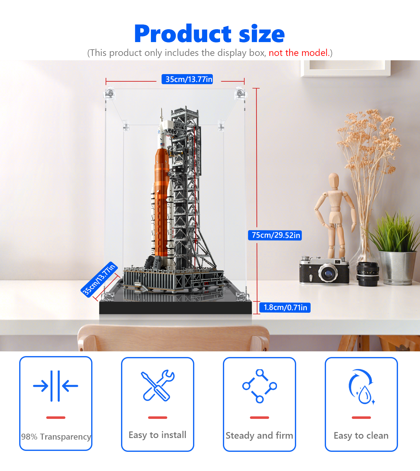 NASA Artemis Space Launch System (10341) Display Case - Premium Acrylic Protection for LEGO Model - Perfect for Home & Office Decor, Collectors & Space Enthusiasts