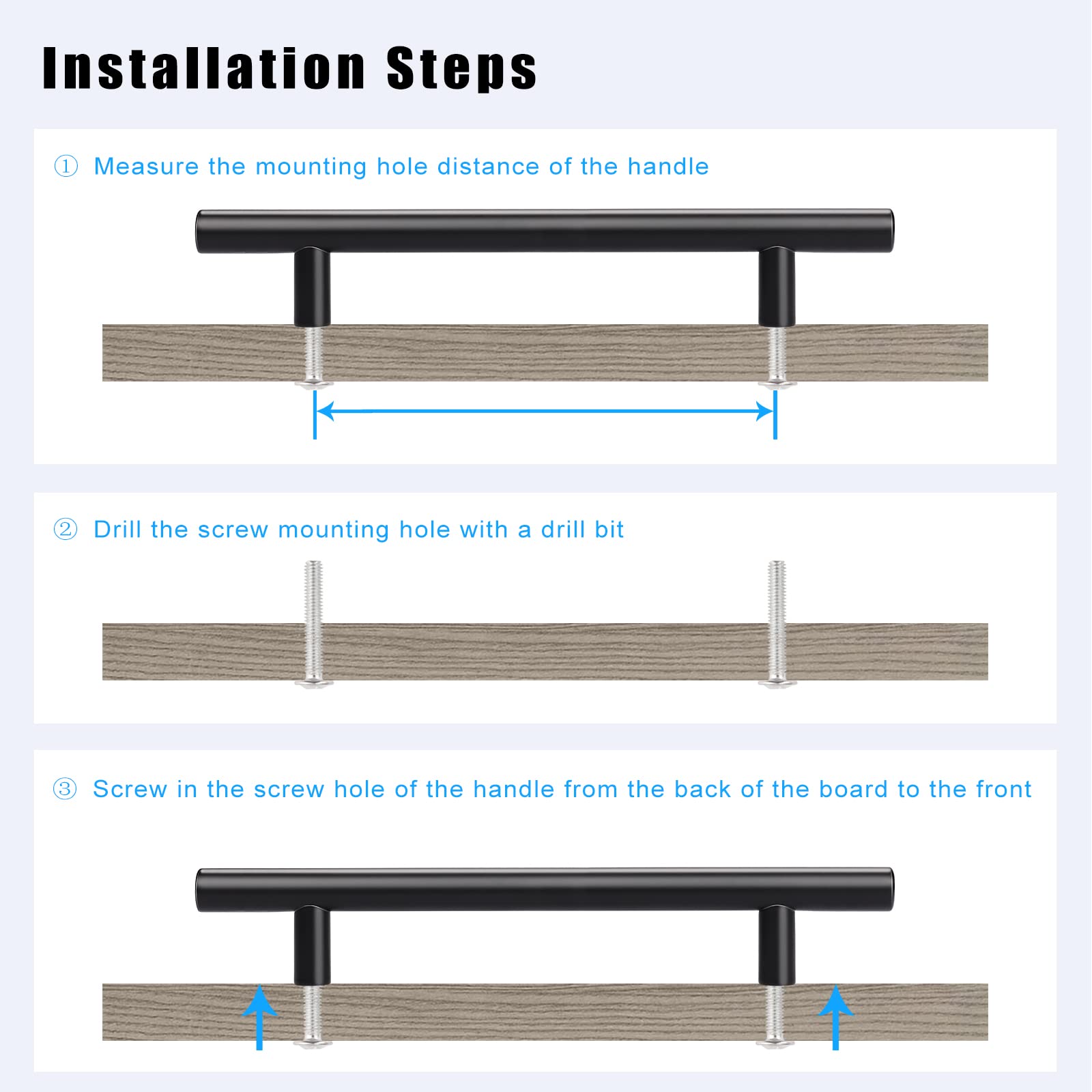 KNOBWELL 5-Pack Black Cabinet Pulls 3.75