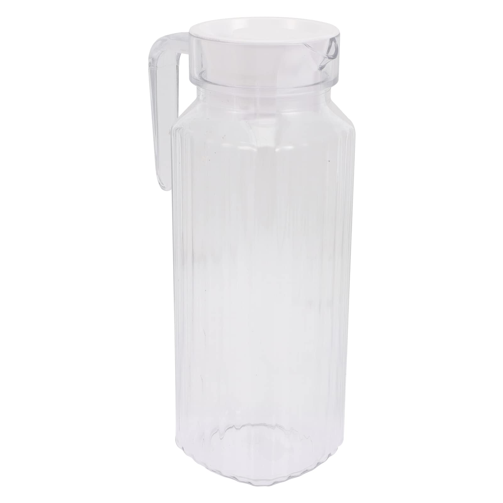 YARNOW 1.1 Liter (39 Oz) Glass Pitcher with Lid, Handle & Spout - Clear Striped Iced Tea & Water Pitcher for Hot & Cold Beverages - Perfect for Lemonade, Iced Coffee, Juice & Party Serving