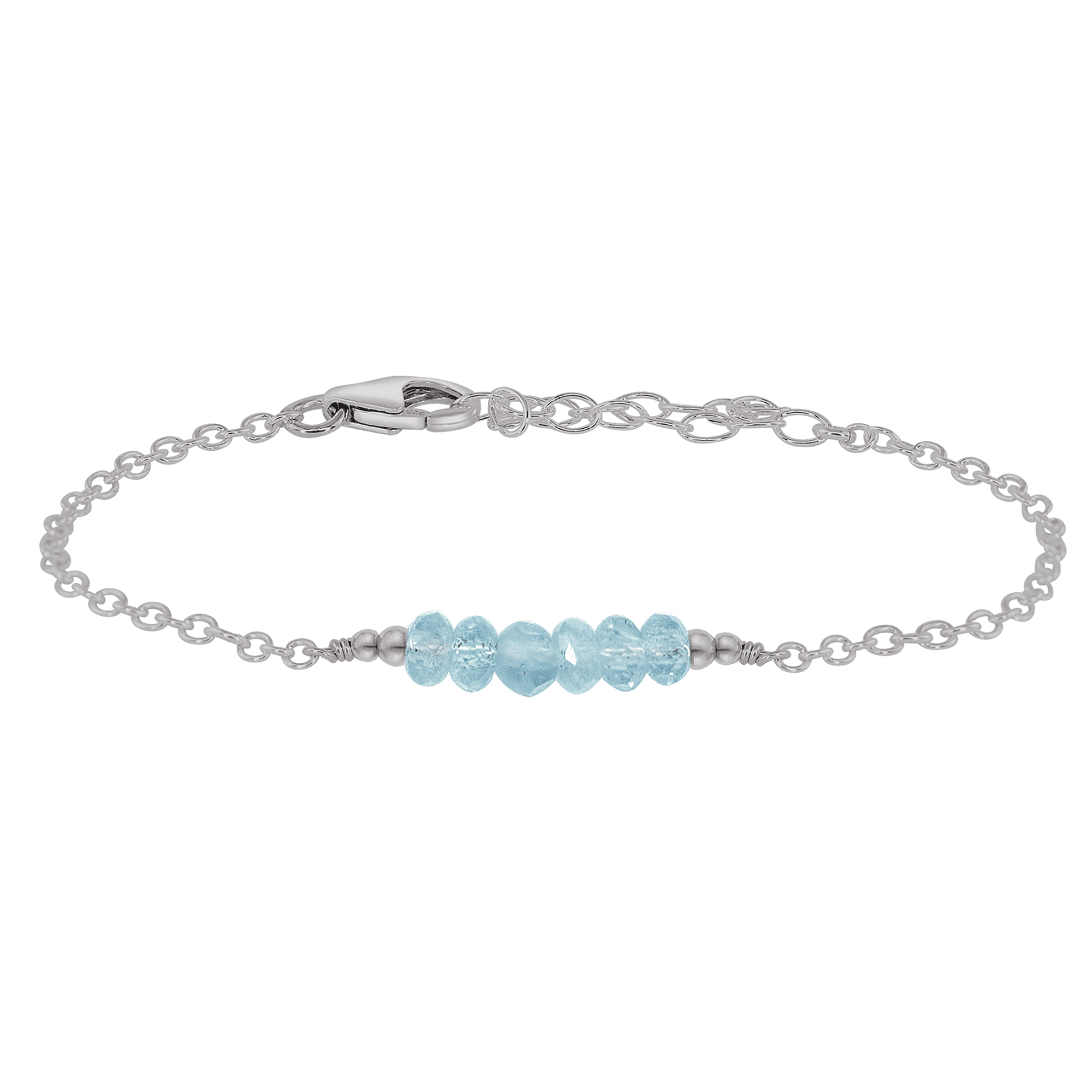 Sparkling Blue Aquamarine Gemstone Faceted Bead Bar Bracelet for Women - Handmade Adjustable Crystal Healing Jewelry for Meditation, Yoga & Spiritual Gifts