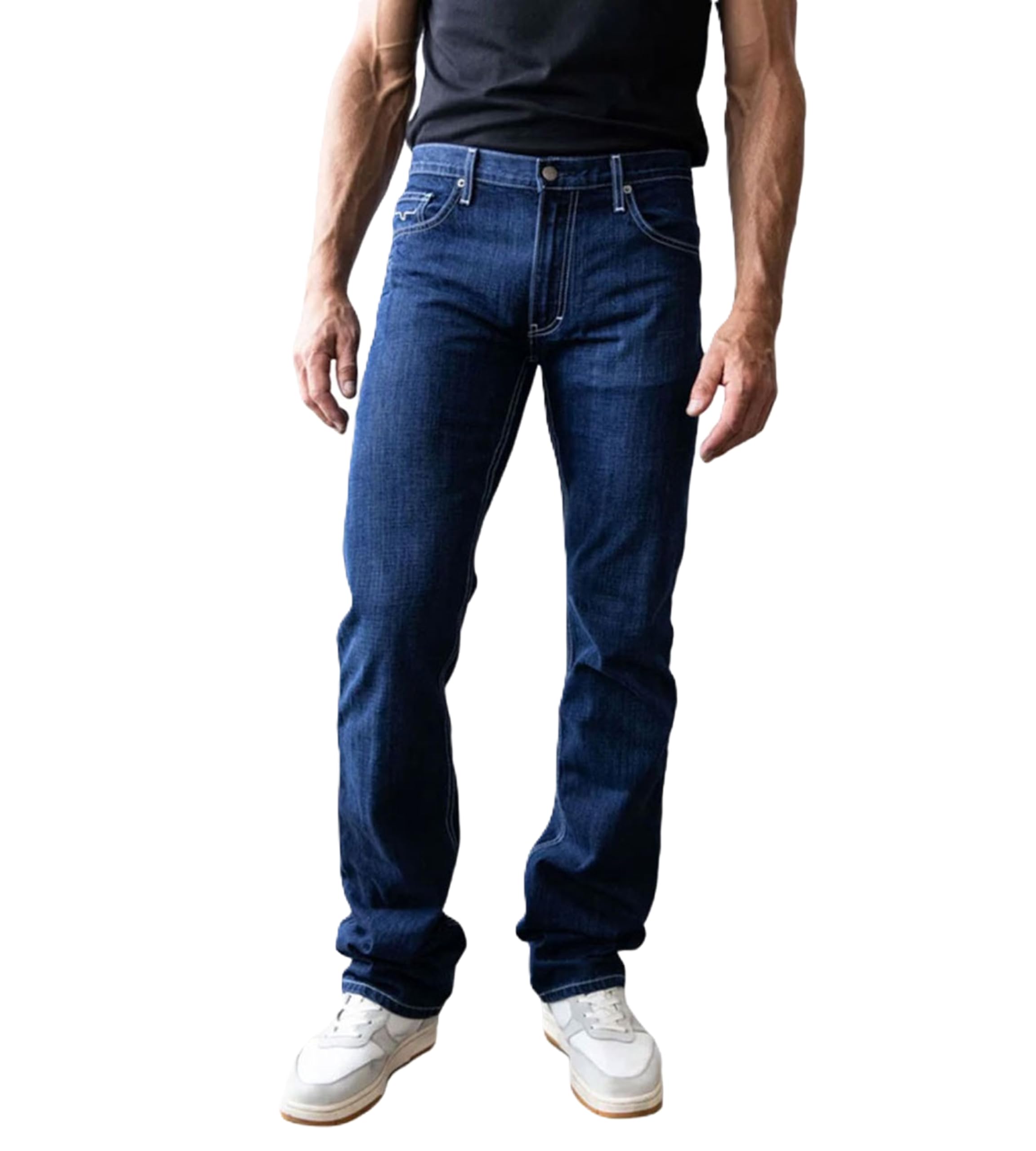 Kimes Ranch Men's Thomas Casual Western Cowboy Jeans - Mid-Low Rise, Straight Fit & Boot Cut - Blue Denim for Everyday Wear and Rodeo Events