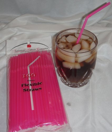 100 Flexible Drinking Straws - Hot Pink Bendable Straws for Luau, Wedding & Party Decor - Reusable & Eco-Friendly - Perfect for Cocktails, Smoothies & Beverages at Home or Events