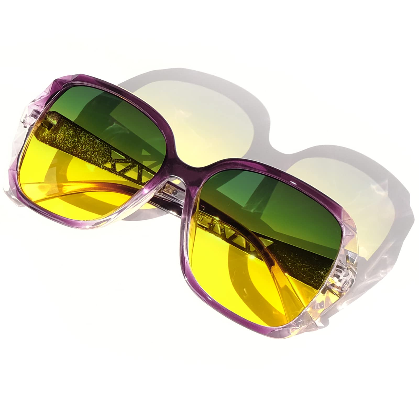Sehnsucht Polarized Night Driving Glasses for Women - Anti Glare Oversized Sunglasses with Night Vision, Stylish Day & Night Use for Safe Commuting & Road Trips