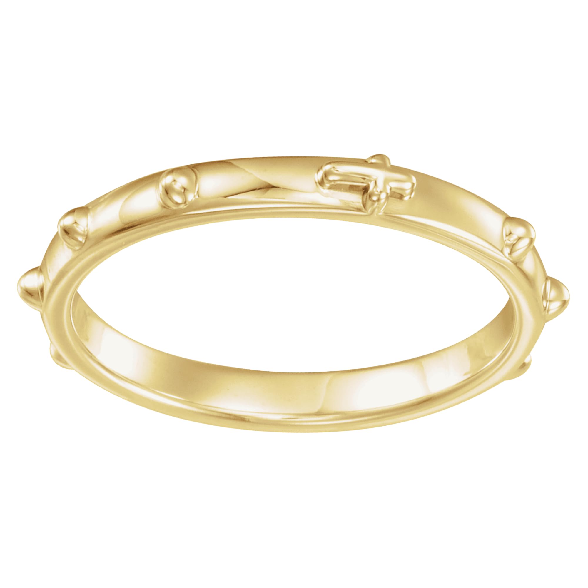 14K Yellow Gold 2.50mm Rosary Ring for Men & Women - Size 10 | Religious Jewelry, Unisex Wedding Band, Spiritual Gift for Baptism & First Communion